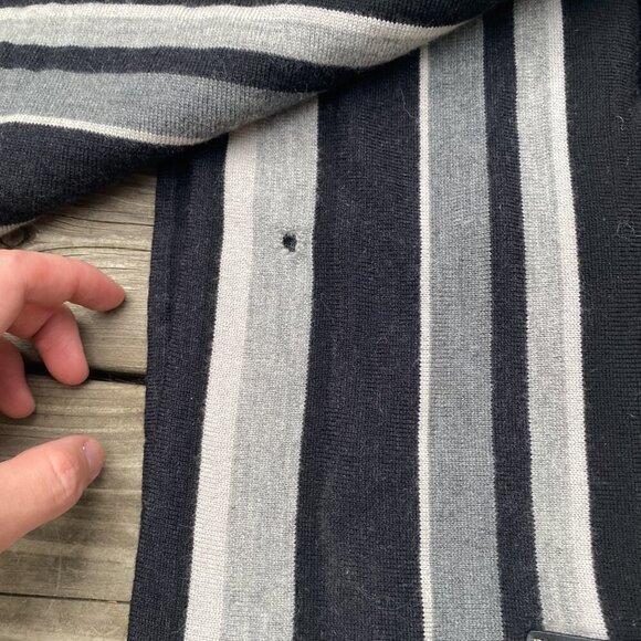 Muffler Wool Coach Scarf Striped Black Gray - Picture 3 of 4